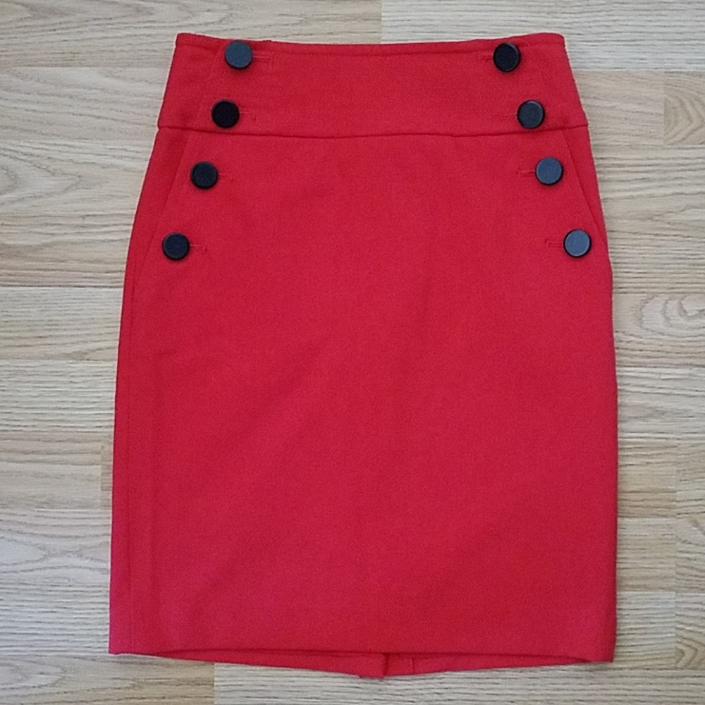 Ann Taylor 60's Sailor Button Pencil Skirt